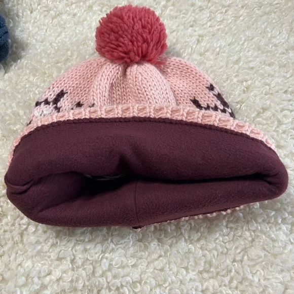 Kari Traa Pink and Port Knit Pom-Pom Beanie - Picture 3 of 4